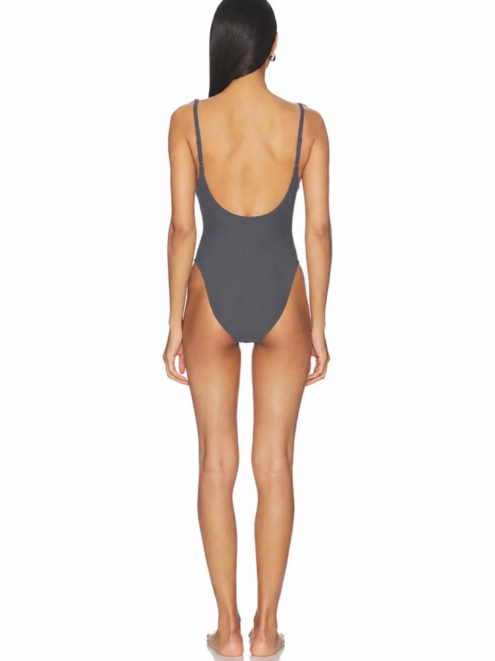 NET SKIMS Scoop-Neck One-Piece Swimsuit in Gunmetal